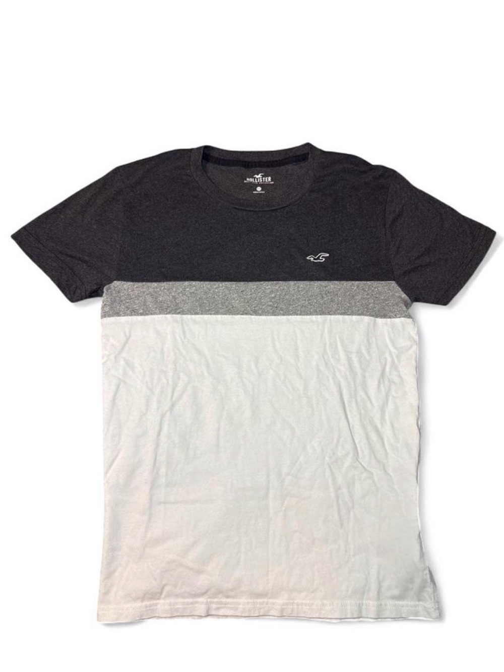 Hollister Men's Black, Gray & White Colorblock Crew Tee